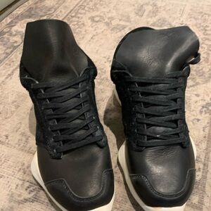 Rick Owens Black and White High-Top Sneakers